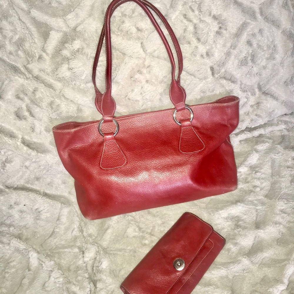 Italian red leather hobo